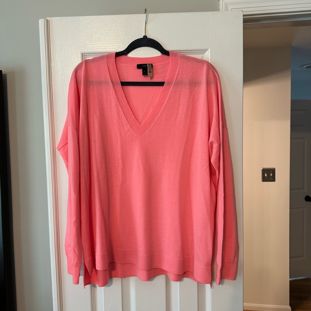 J. Crew wool sweater hot pink